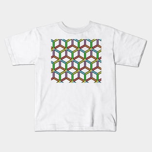 Rainbow Neon Cubes Seamless Pattern Kids T-Shirt